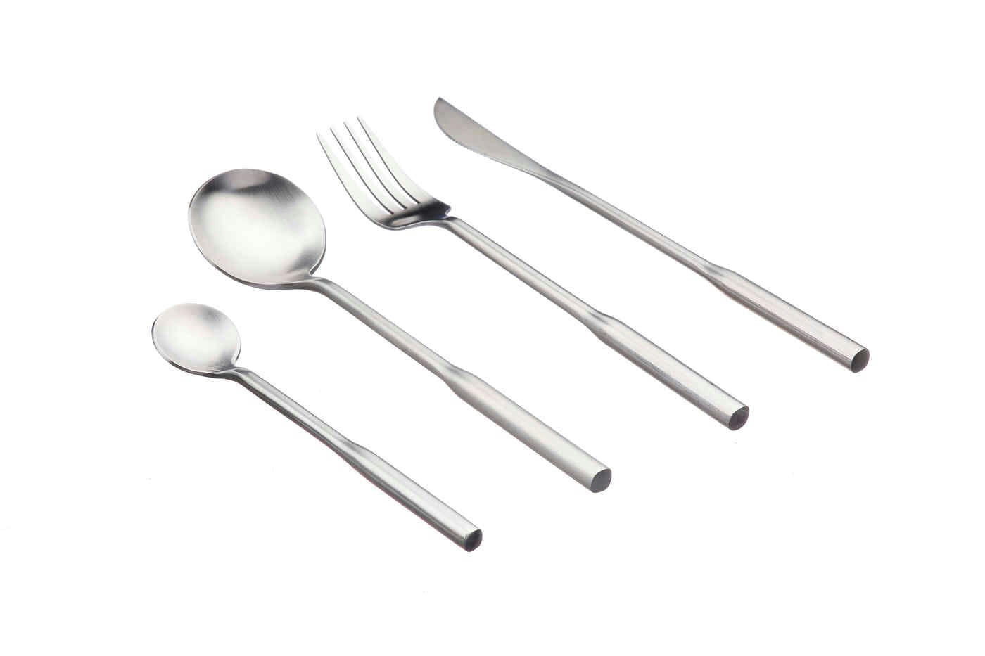 NUDE - Lot de 24 couverts de table en inox argent