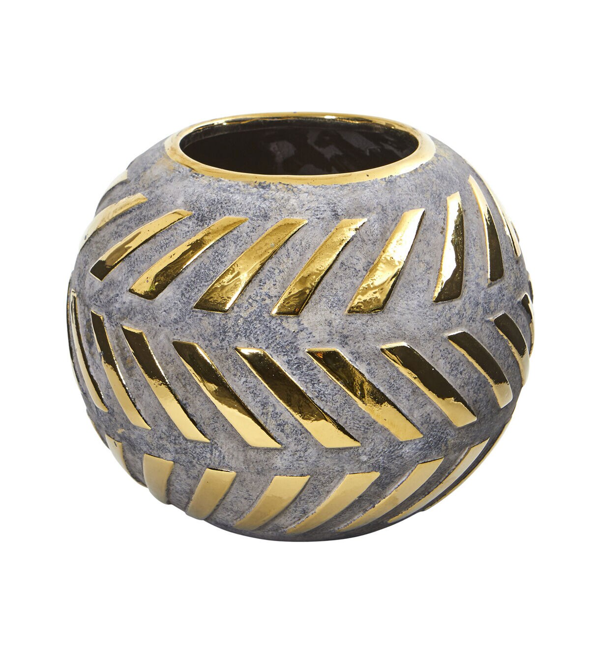 Nearly Natural 8 Regal Round Stone Vase With Gold Accents