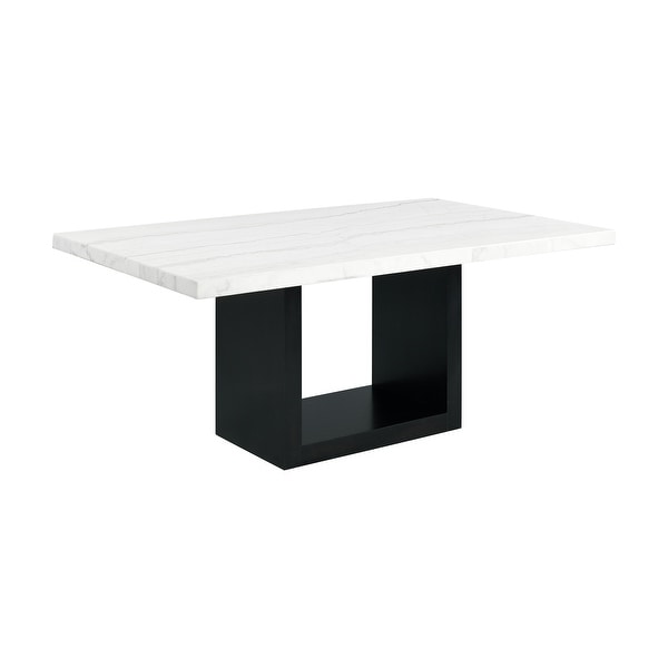 Silver Orchid Busch White Marble Standard Height Dining Table - N/A