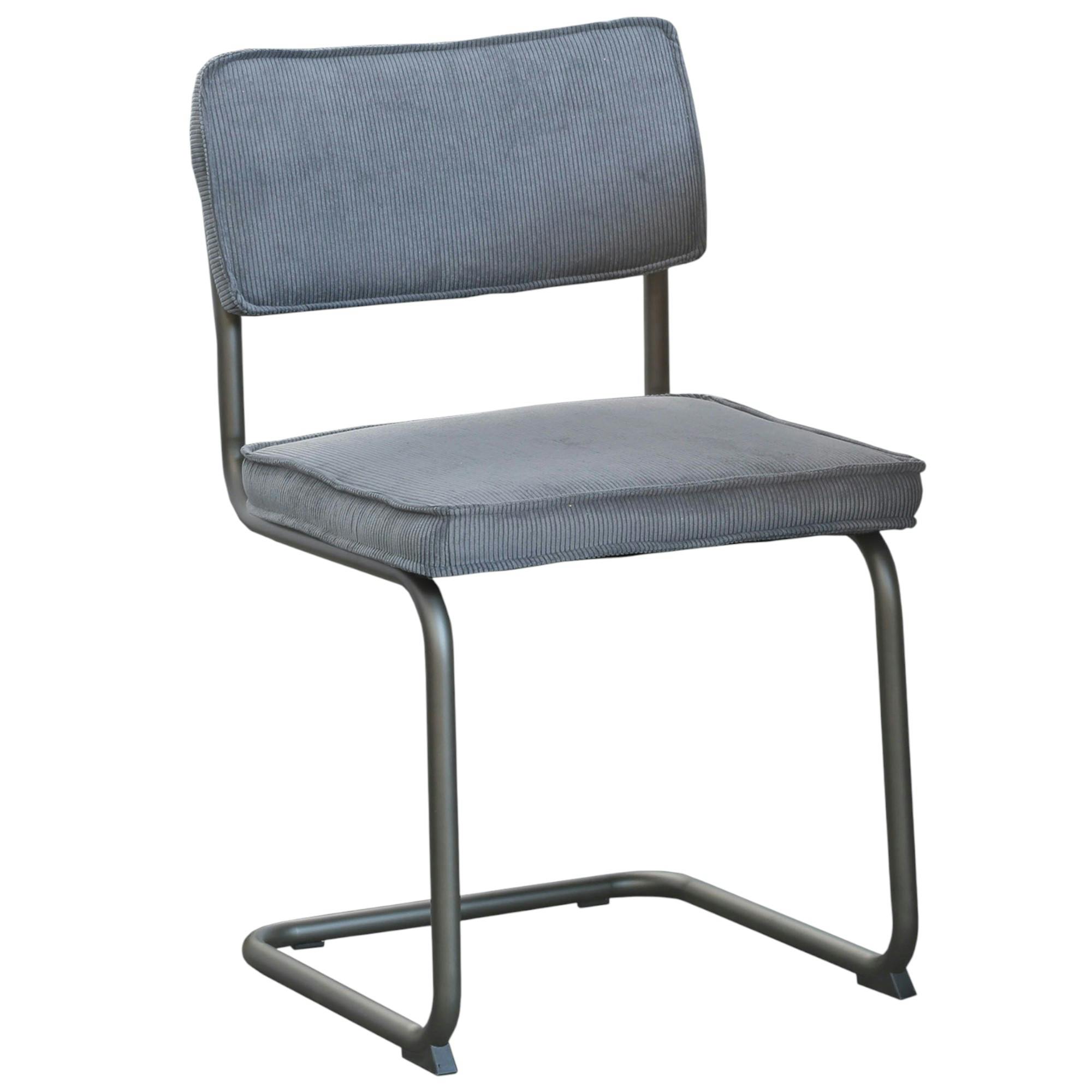 Chaise velours gris piètement luge (lot de 2) MALMOE
