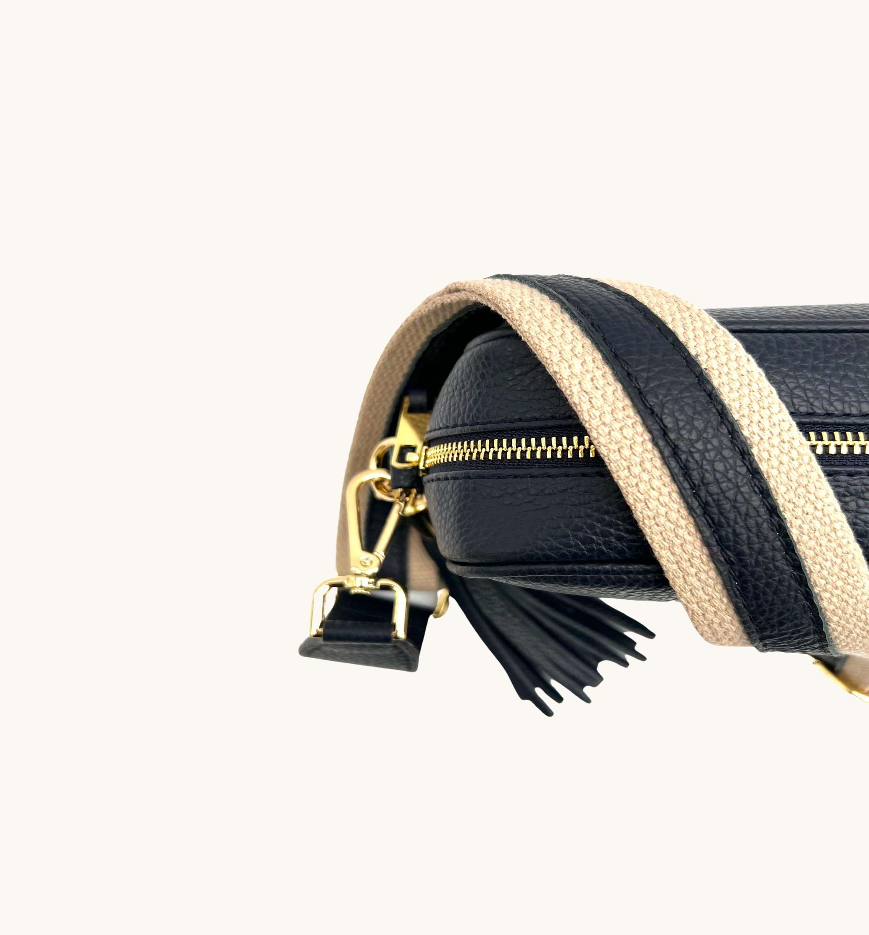 Apatchy London Navy Leather And Canvas Strap