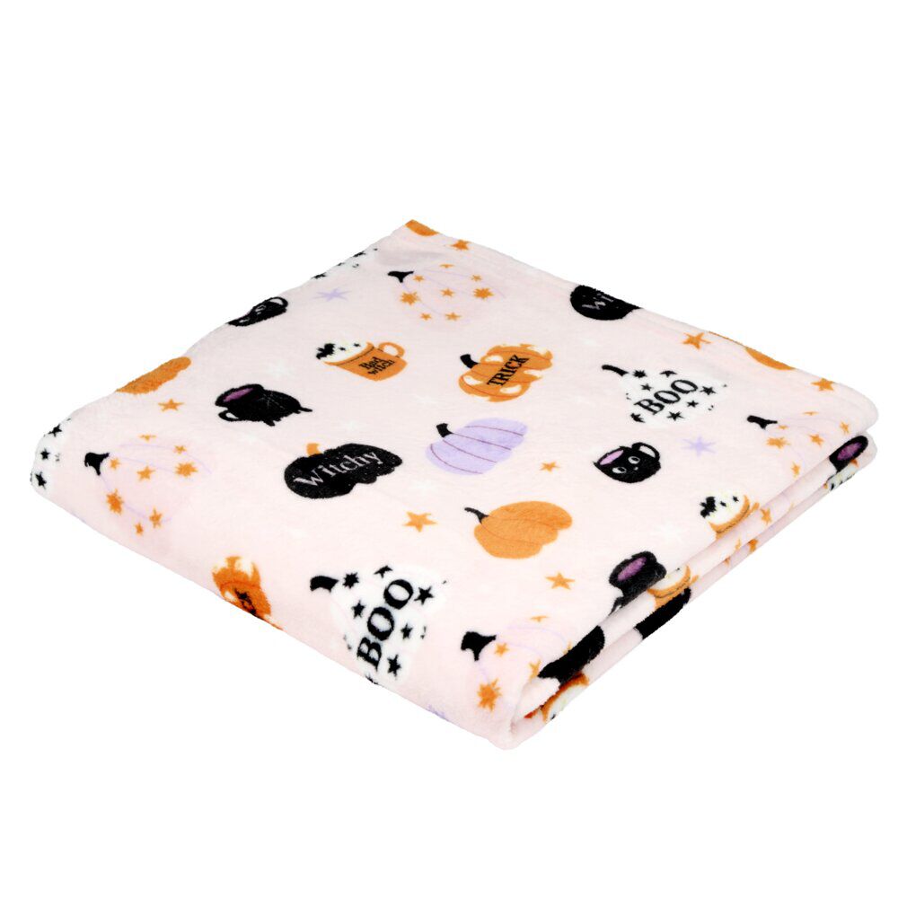 Plaid Halloween motif fantôme et citrouille 130x160cm (2 modèles)