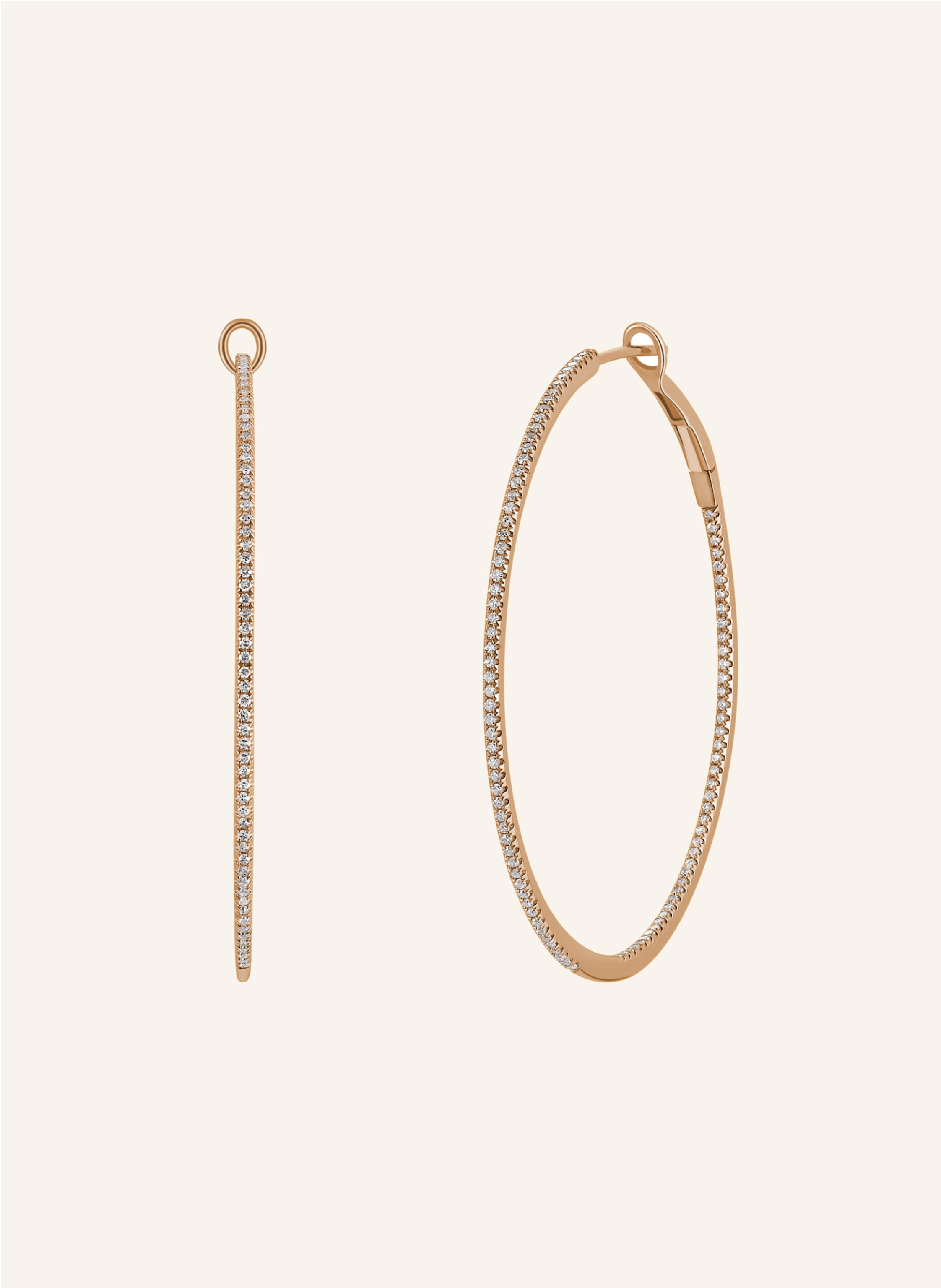 Leaf Creolen CIRCLE XL aus 18 Karat Roségold mit Diamanten