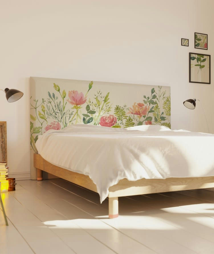 ROSERAIE - Tête de lit avec housse Rose 180 cm