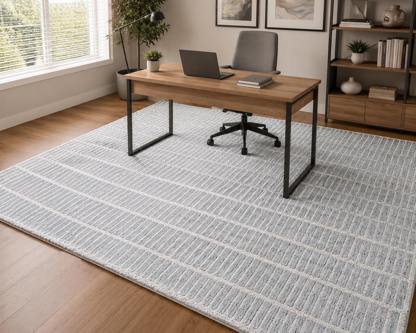 Modern Tufted Rug, Light Blue Area Rug, Handmade Wool Carpet Decor