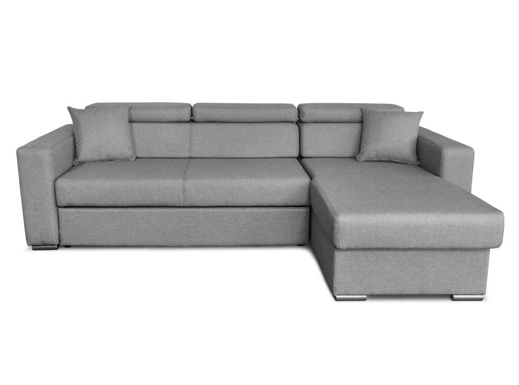 LESLIE - Canapé d'angle convertible et Réversible en Tissu - Gris clair