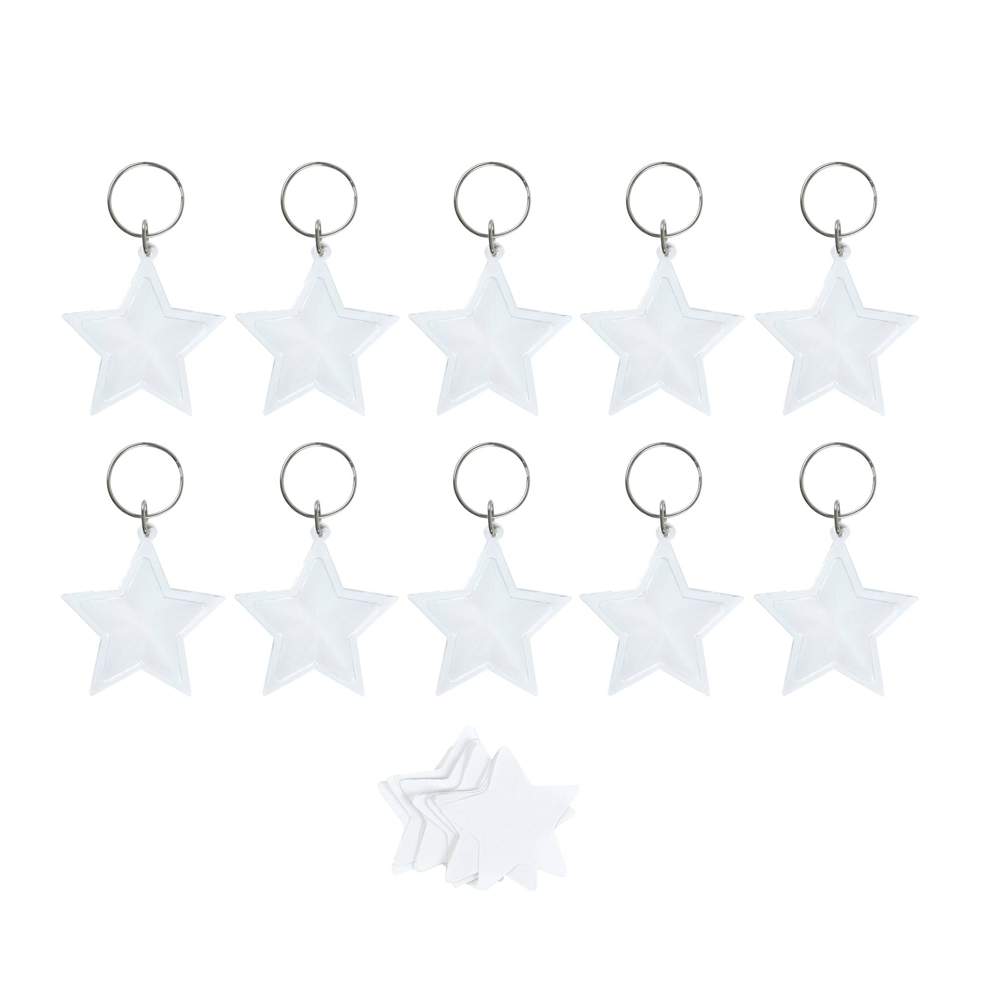 Clear Star Keyrings 10 Pack