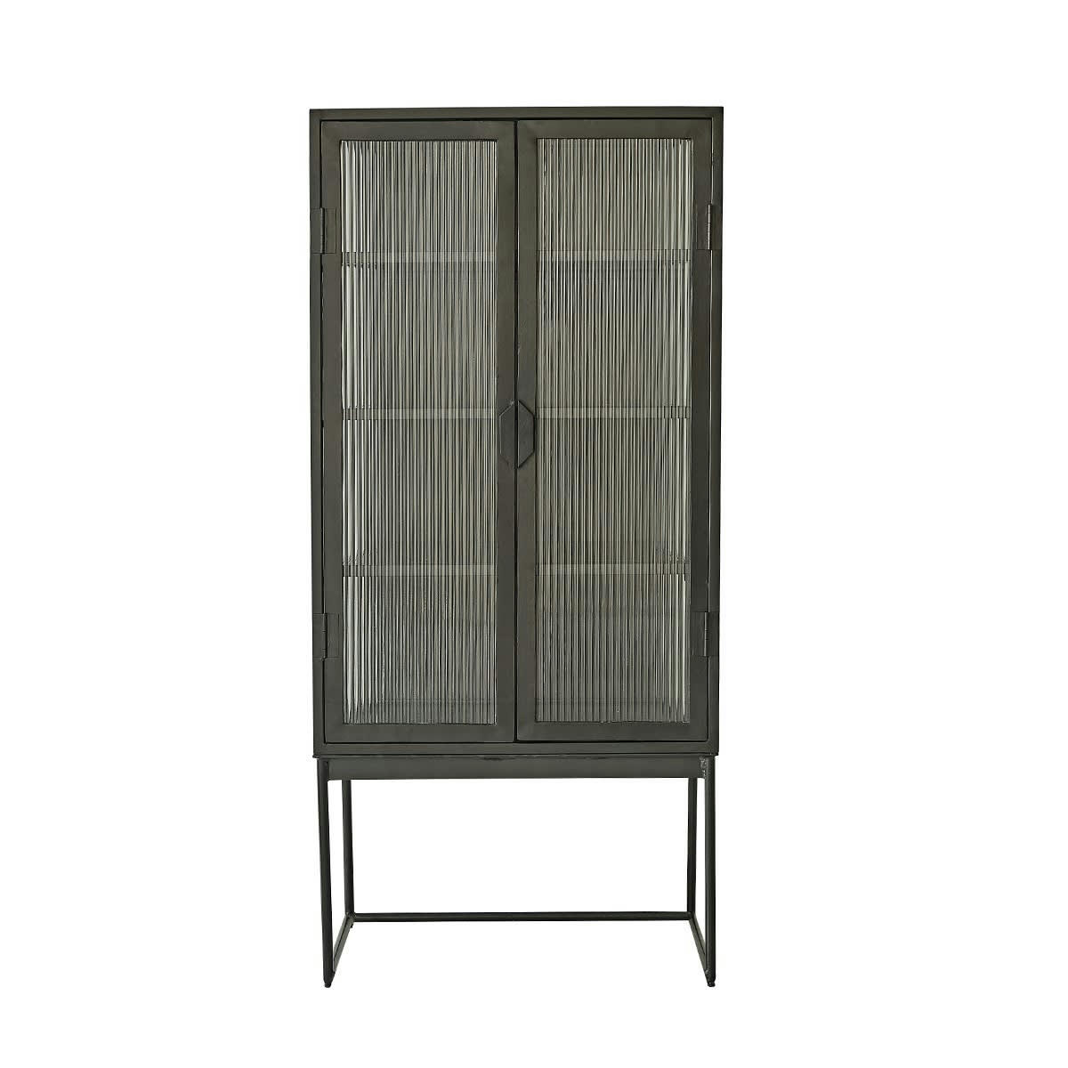 OCTAV - Buffet haut en métal et verre ondulé 70 cm