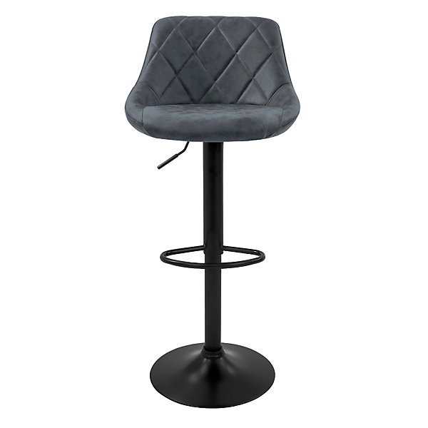 Lot 2 tabourets de bar rembourrées en simil anthracite hauteur réglable 62-82cm