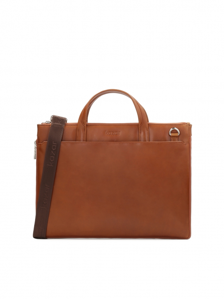 Brown leather laptop and document bag