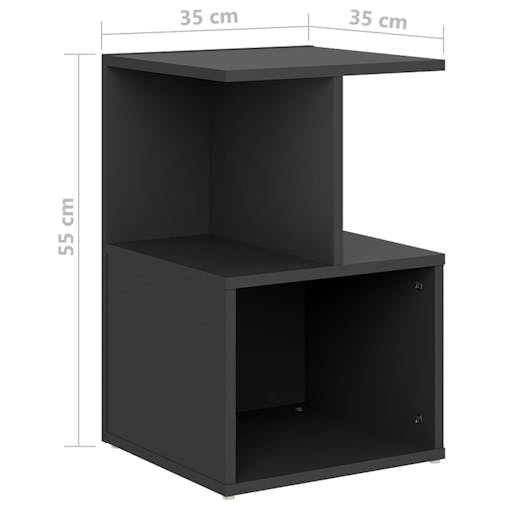 NNEVL Bedside Cabinets 2 pcs Grey 35x35x55 cm Chipboard