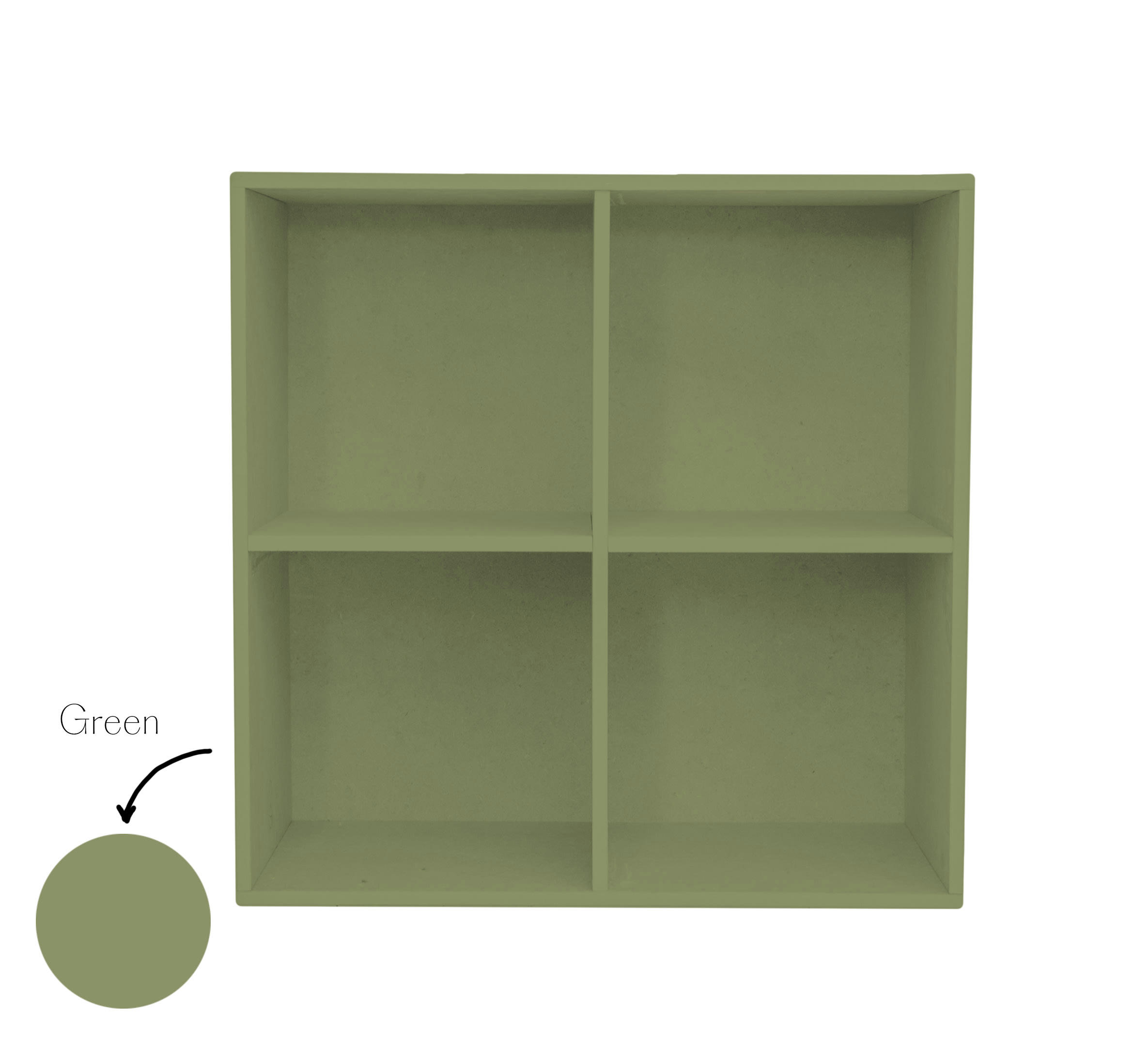 KIRA - Étagère en MDF laqué en couleur vert.