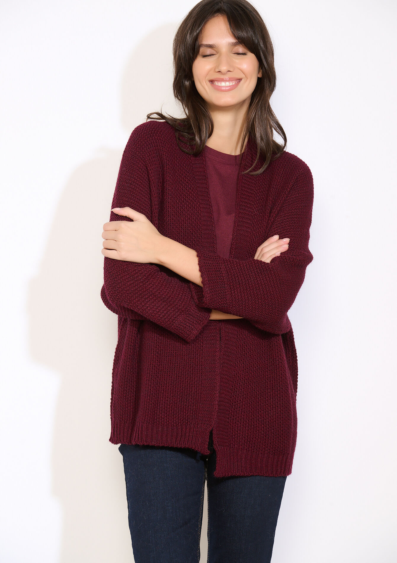 Openvallende gebreide vest