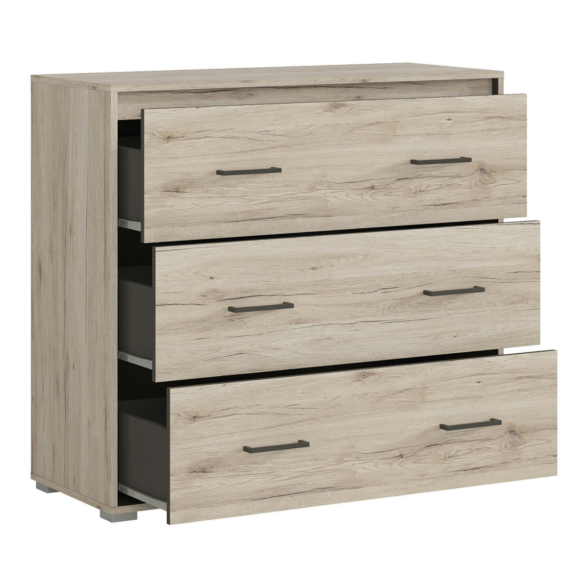 - Commode 3 tiroirs stratifiés naturel et gris