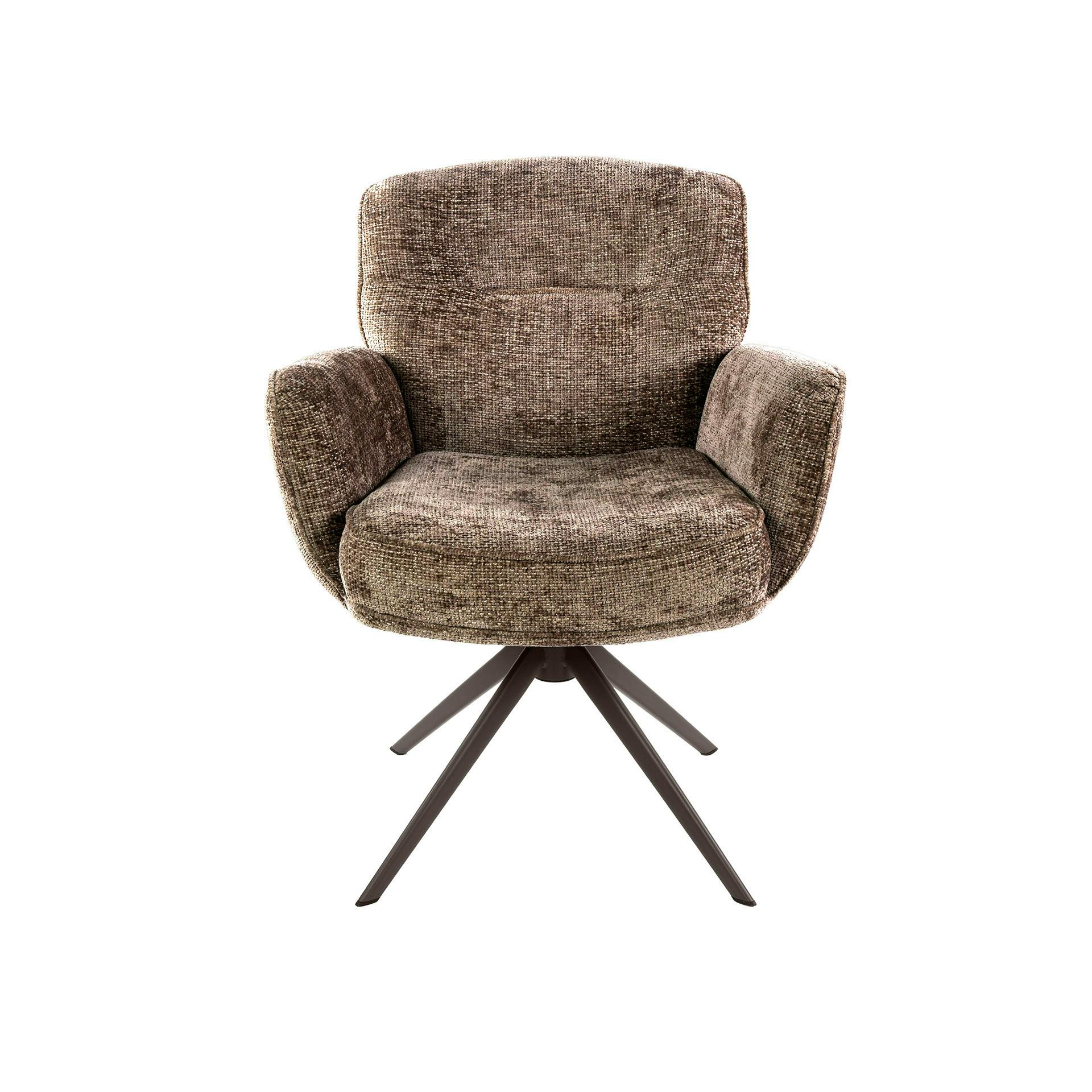 Fauteuil de table pivotant tissu chenille brun chaud (x2) ASCOLI