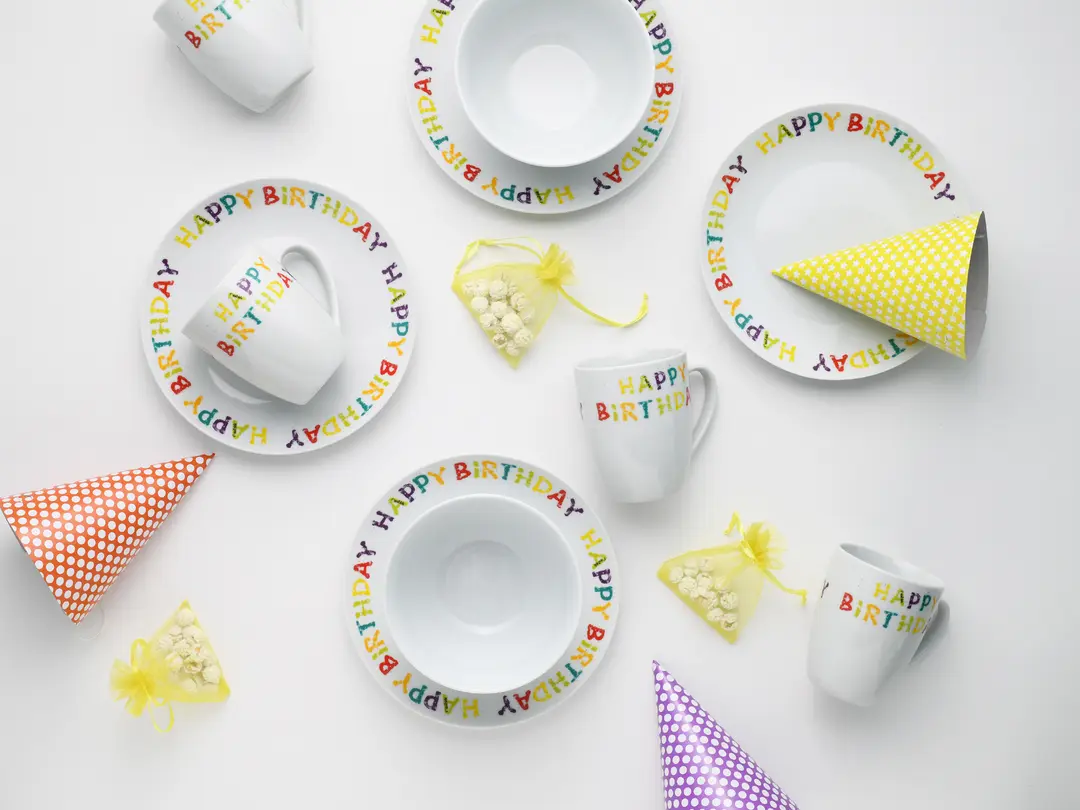 Geschirrset 12-teilig Happy Birthday