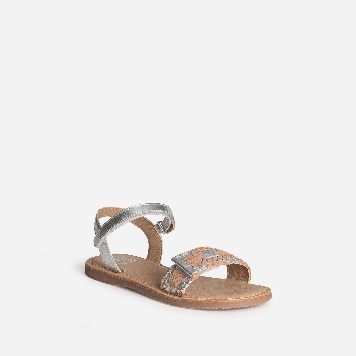 Sandale BUGGY argentée cuir détail tressage