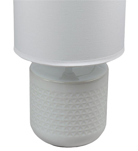 Lampe à poser pied ceramique abat jour tissu blanc deco ananas salon chambre