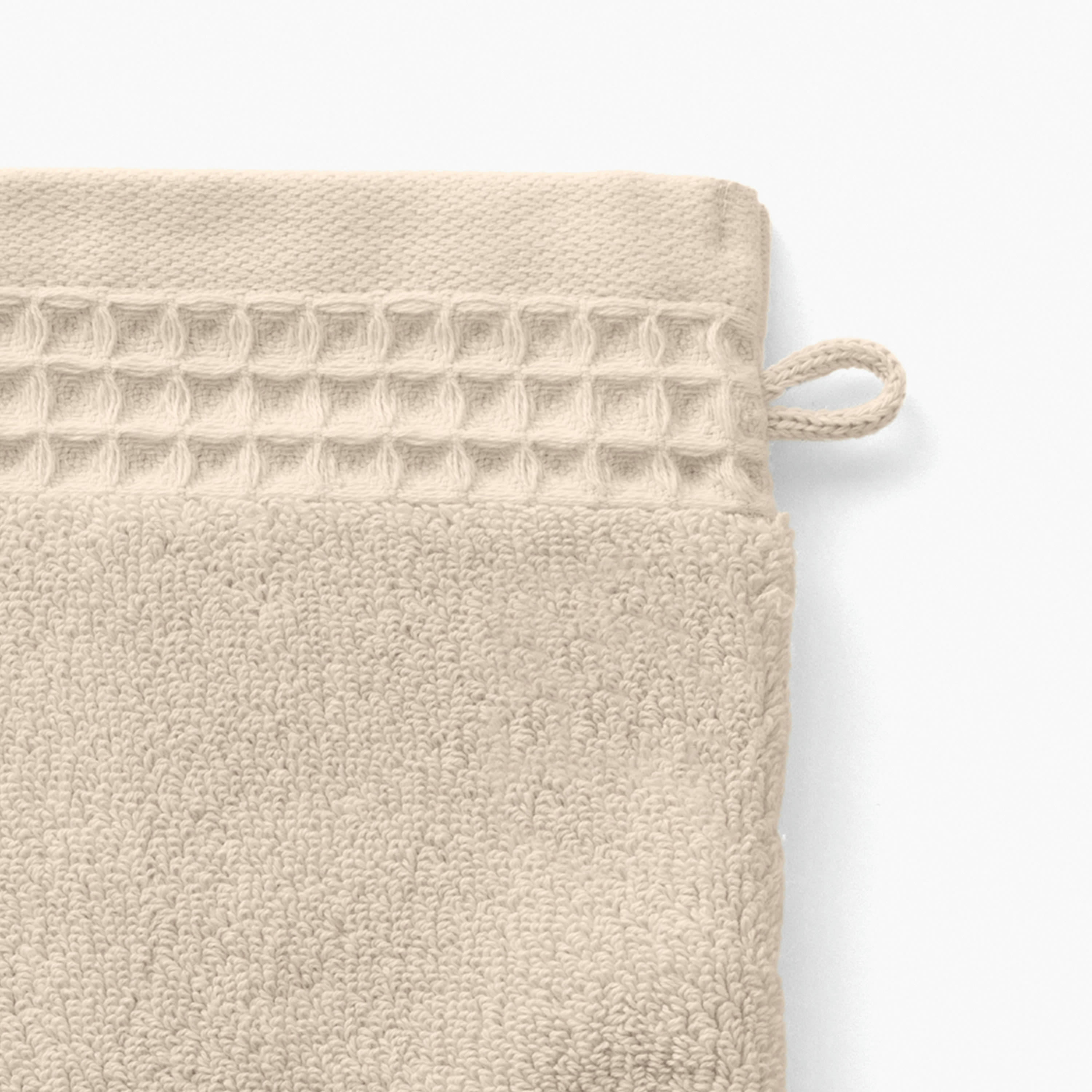 SOURCE - Gant de toilette bouclette de coton bio bouclette uni beige 15x21