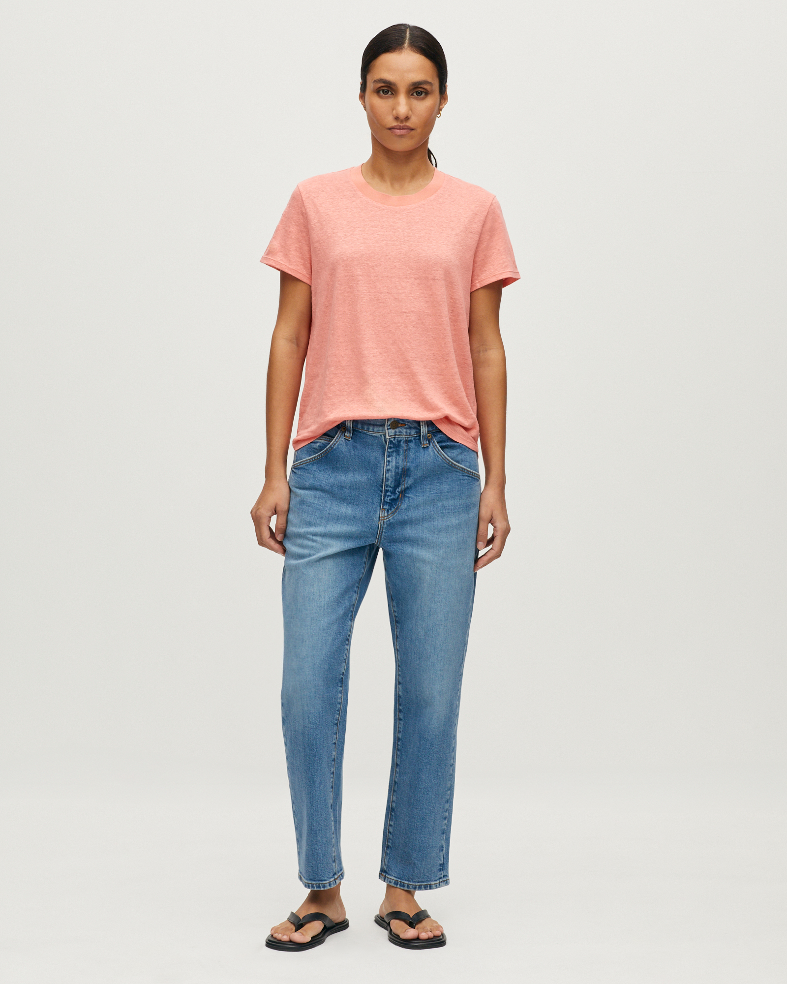 T-shirt col rond en lin AMANDINE
