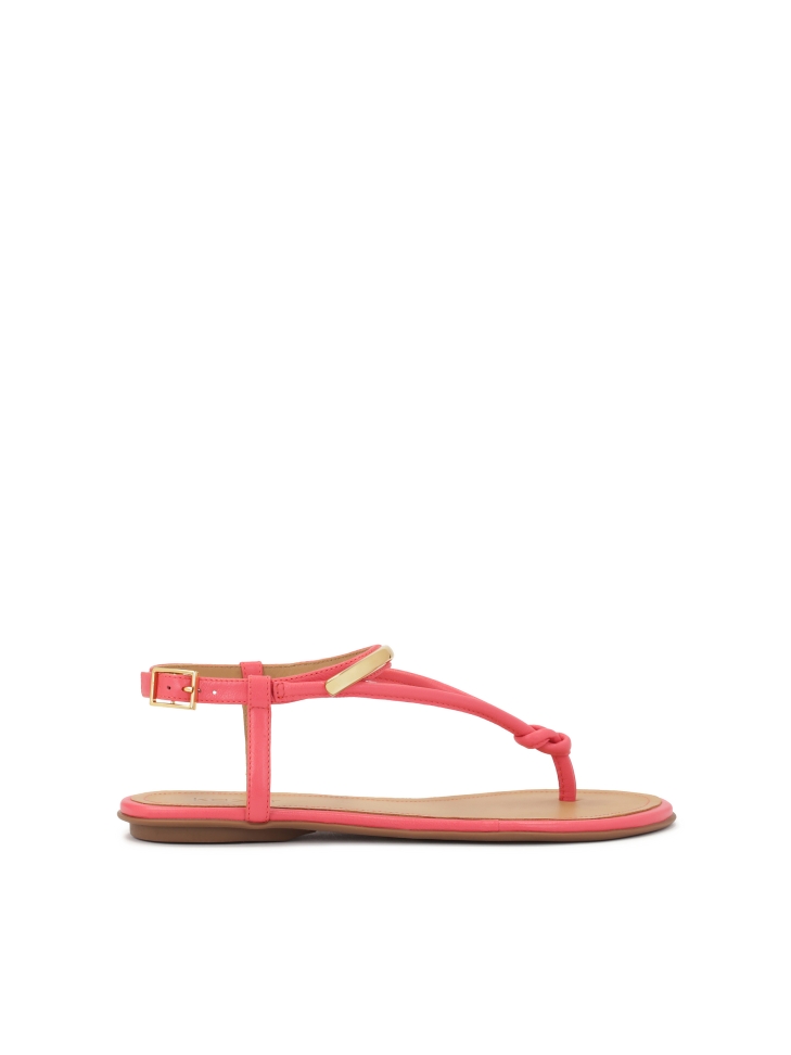 Pink flat sandals with metal embellishment