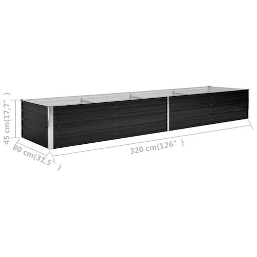NNEVL Garden Raised Bed Anthracite 320x80x45 cm Galvanised Steel