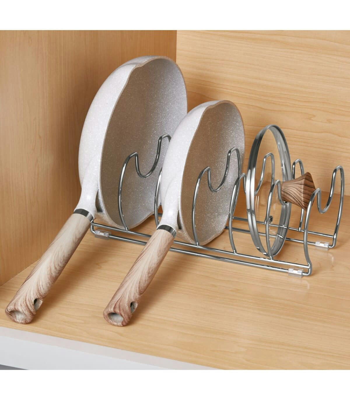 - Rangement couvercles et poêles acier chrome - Argent