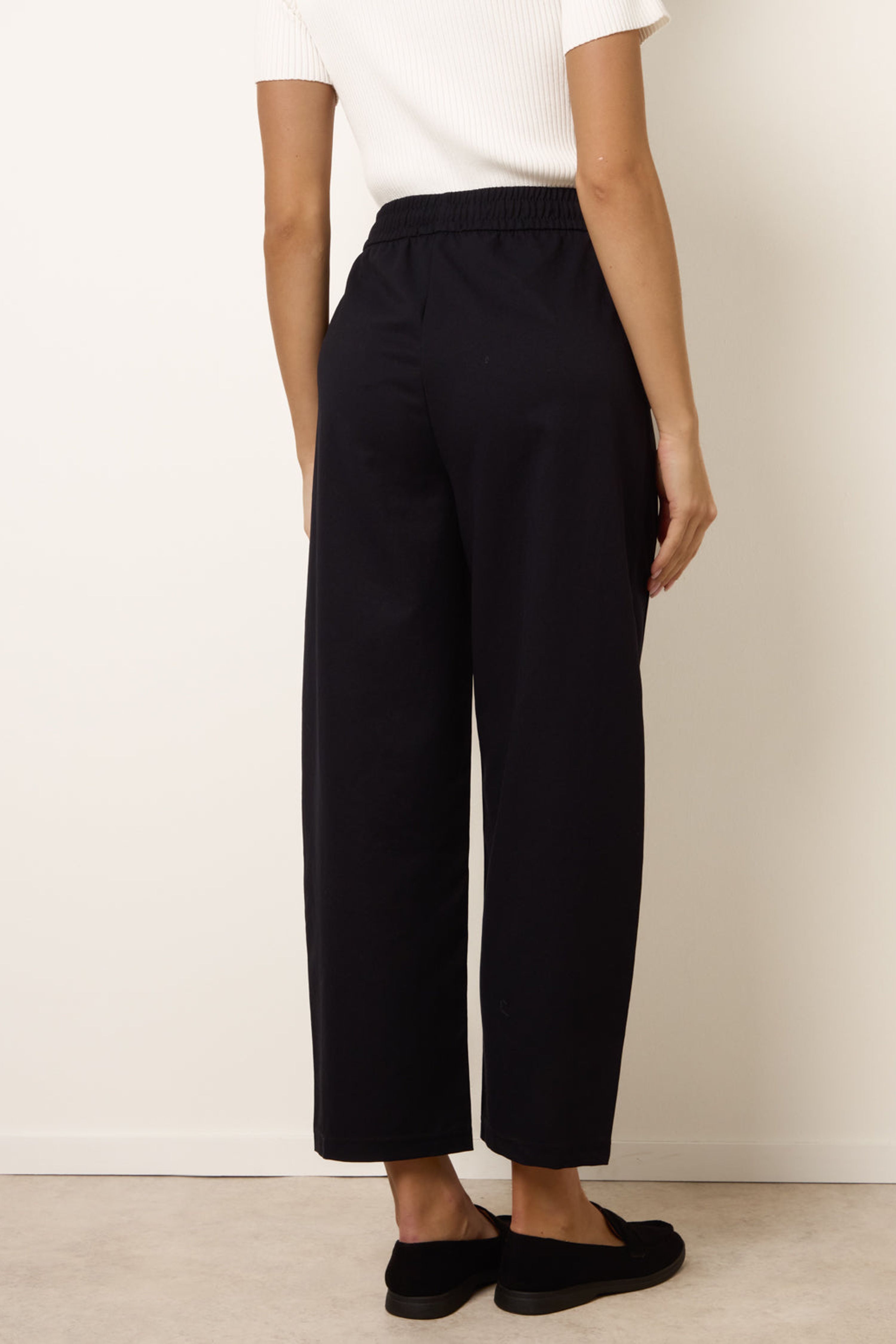 Blue Vanilla Navy Elastic Waist Drawstring Trousers