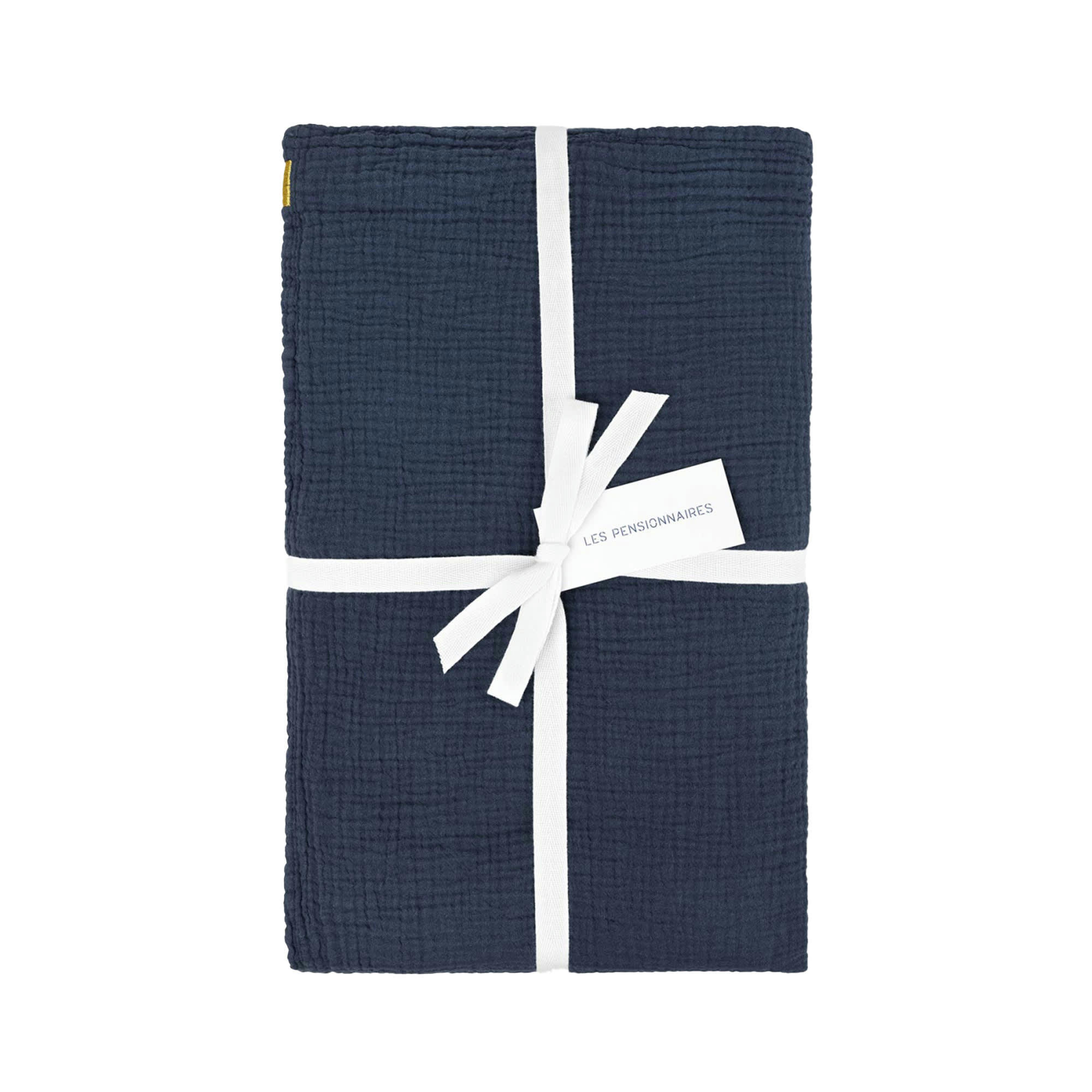 - Drap plat en double gaze de coton bleu orage