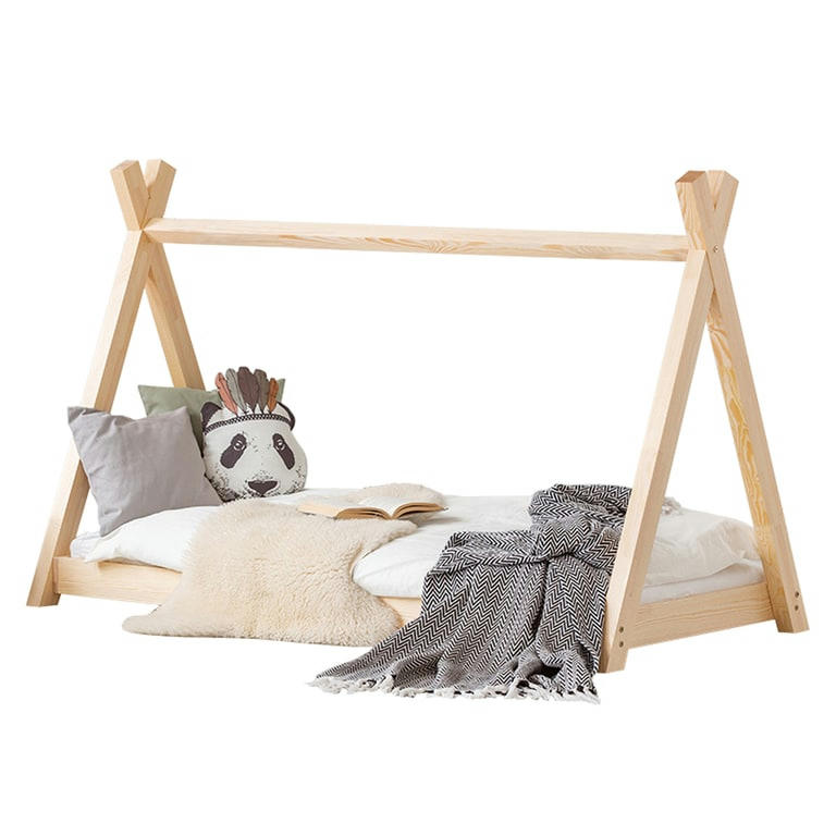 TESSA - Lit cabane 90x200 sommier inclus naturel