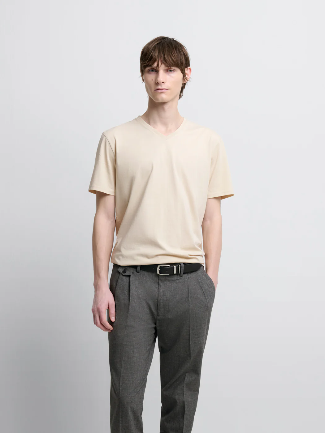 T-shirt col V en coton Supima®