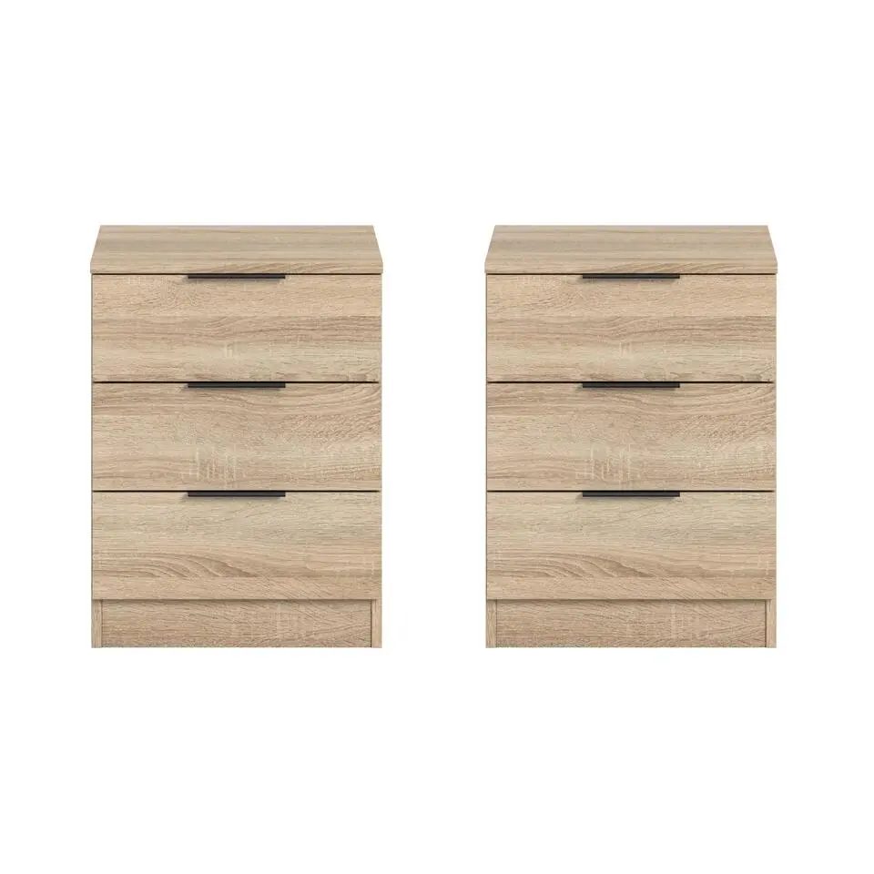 Hioshop Kopenhagen nachtkastje 2 stuks 3 laden eik decor