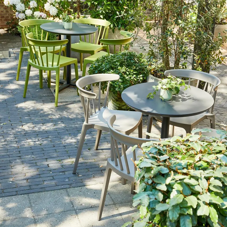 Bliss Tuinstoel Met Spijlen Kunststof Taupe - Set Van 2