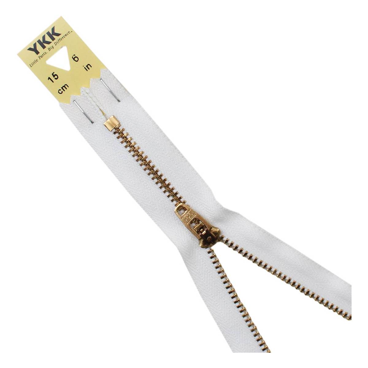 YKK White Brass Jeans Zip 15cm