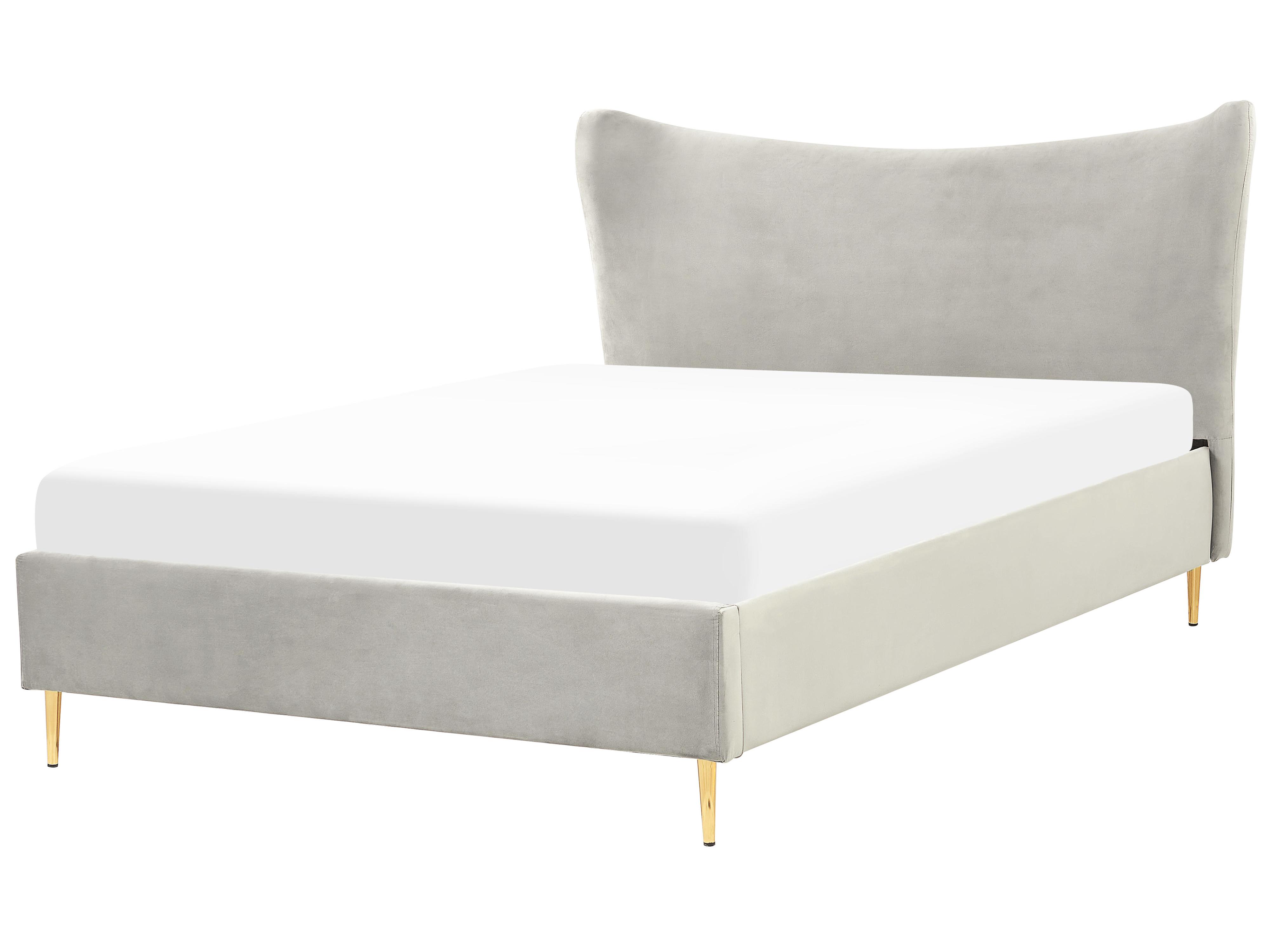 Bed Velvet CHALEIX 140 x 200 cm (EU Double) Light Grey