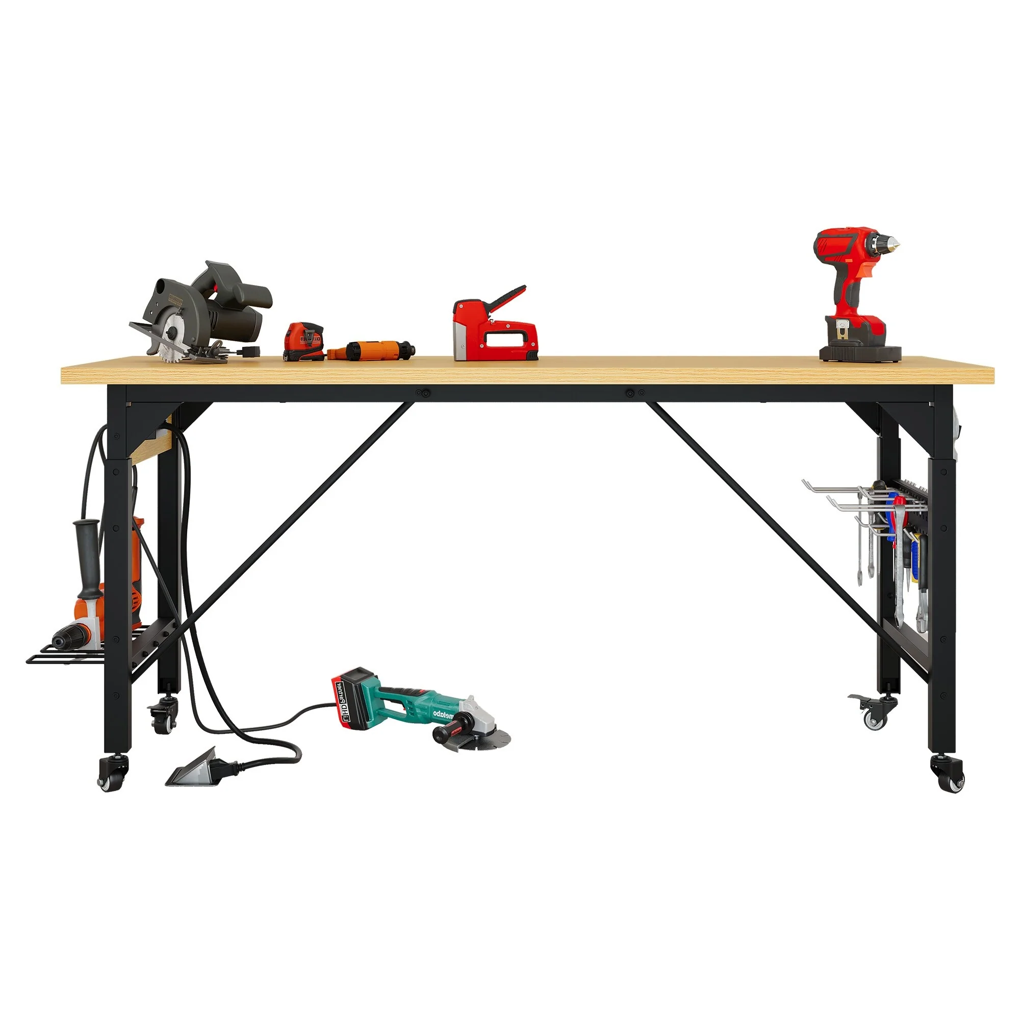 Moasis Adjustable Height Work Bench Table with Power Outlets