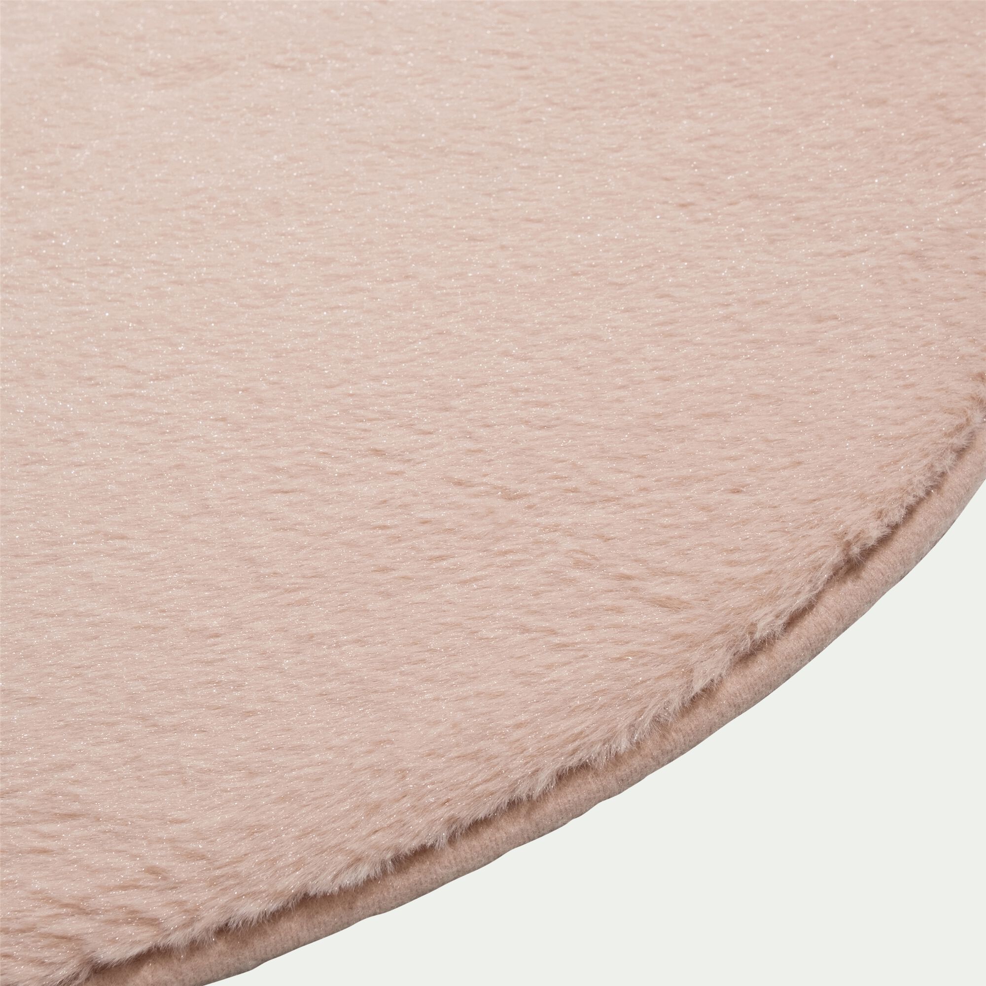 ROBIN - Tapis rond imitation fourrure - rose argile D150cm