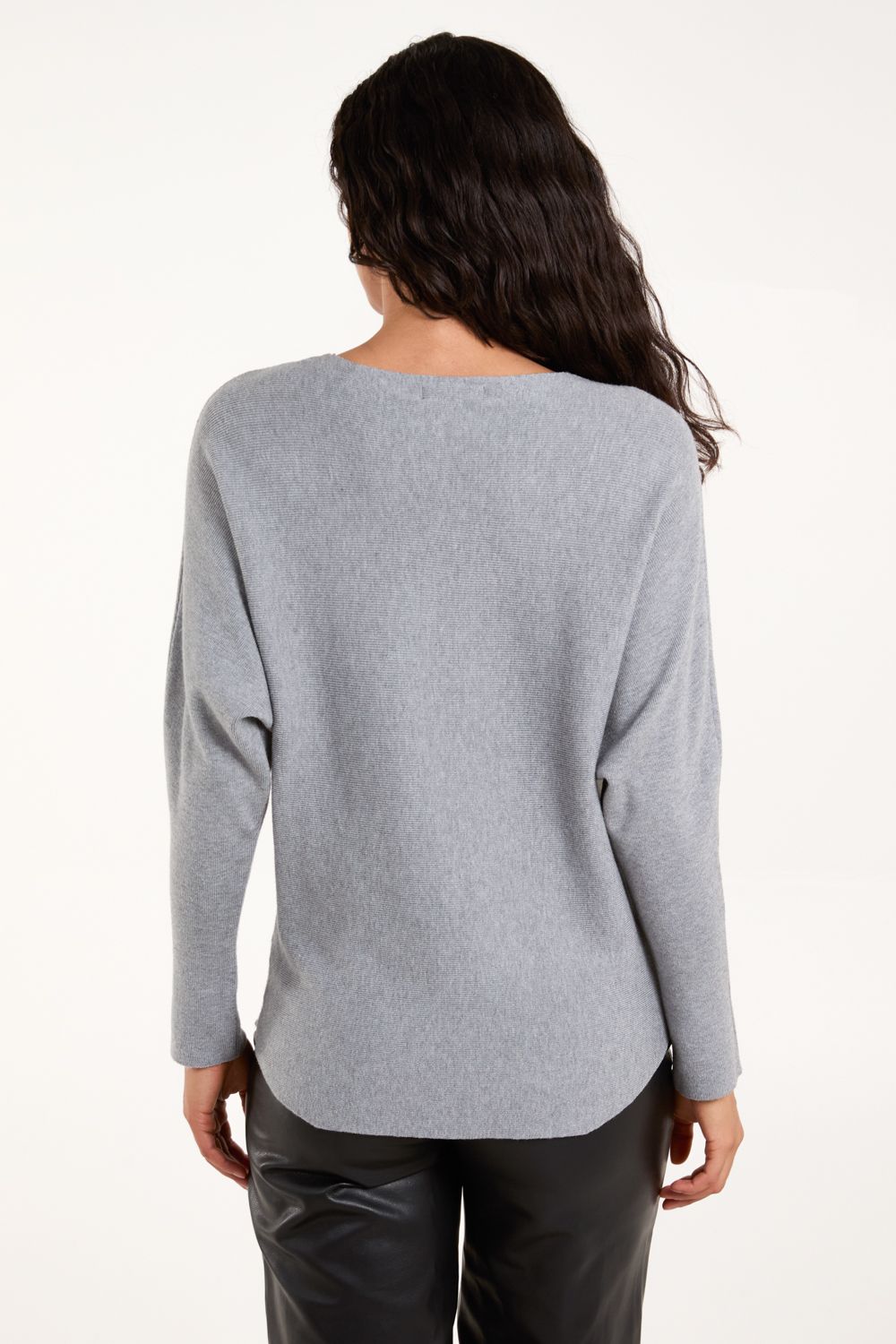 Blue Vanilla Sequin Flower Detail Batwing Jumper