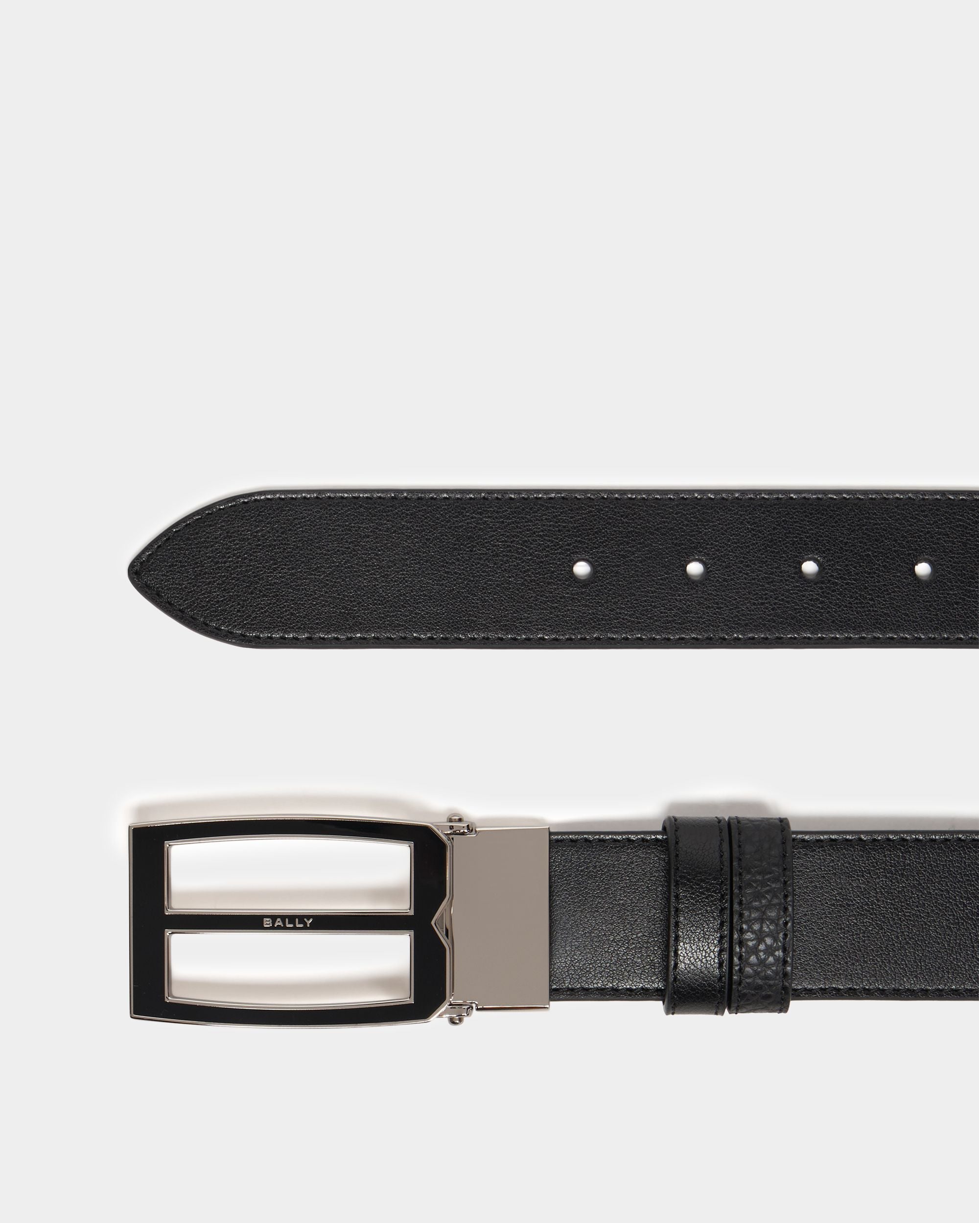 Verstellbarer Wendegürtel Bally Iconic Buckle aus schwarzem Leder