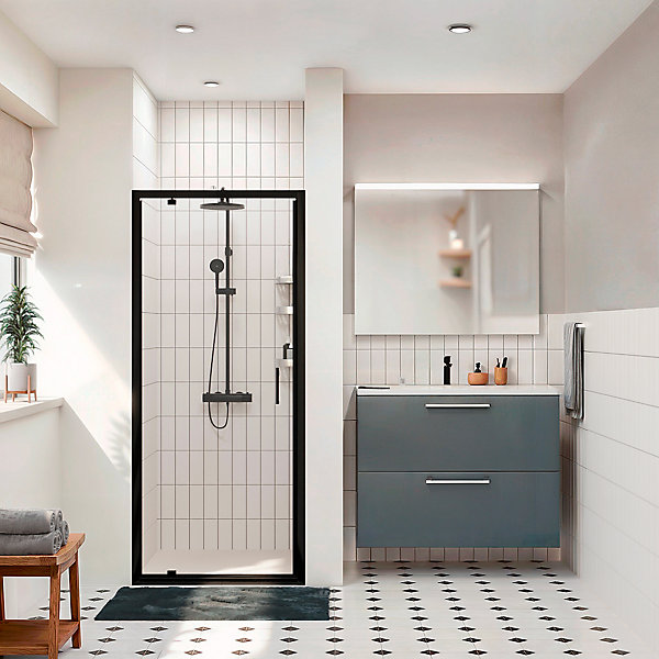 Ceramia Zenith Porte de douche 100x195cm pivotante anticalcaire avec profilés Noir mat (CERAHZ100B)