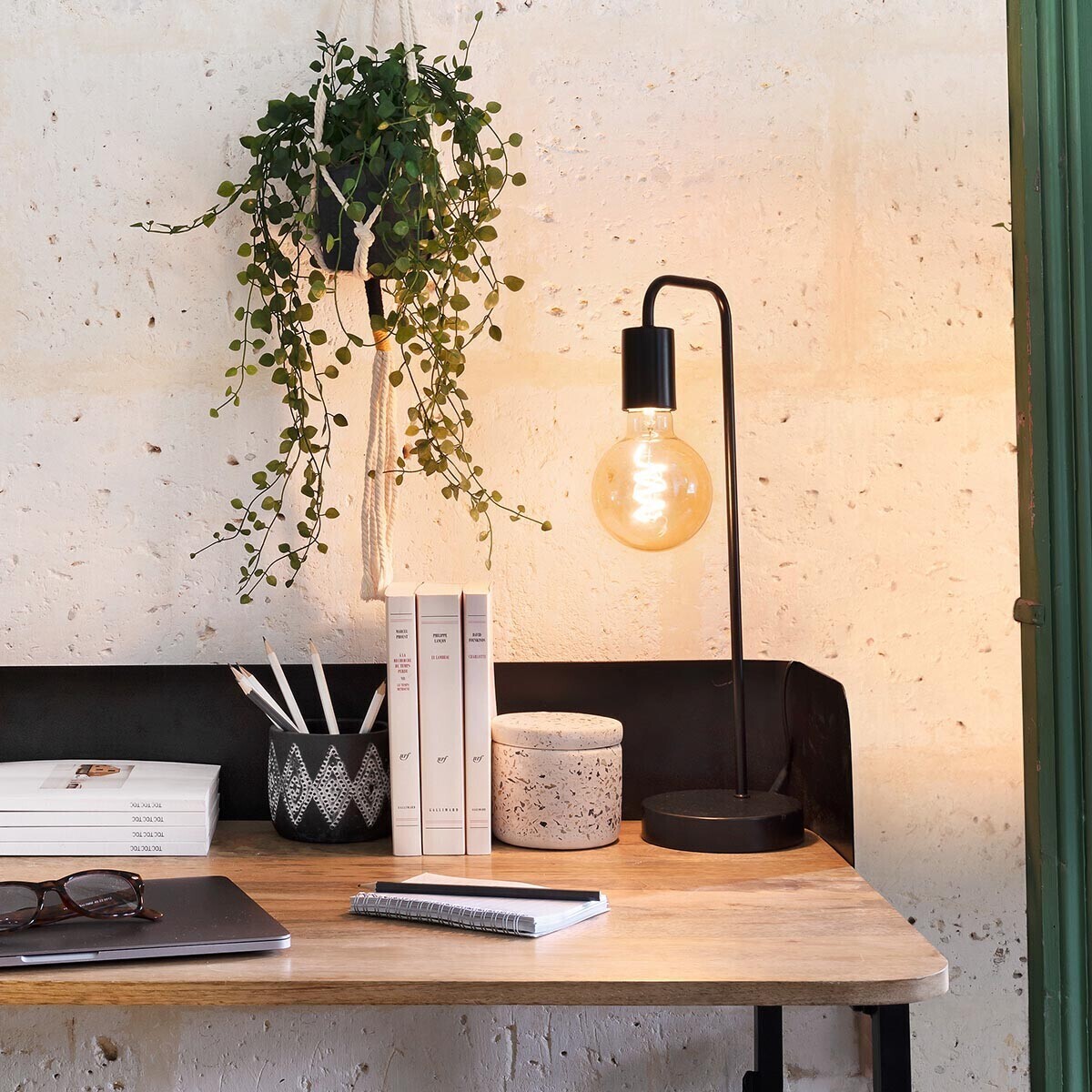 Metal lamp "Keli" Black, H.45 cm