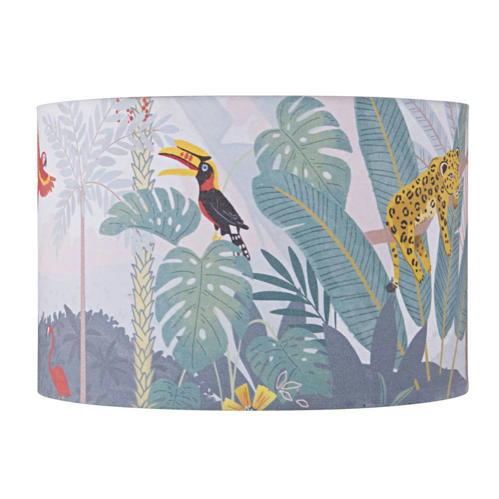 CHAMAREL - Abat-jour pour suspension en polyester recyclé imprimé jungle et animaux D30