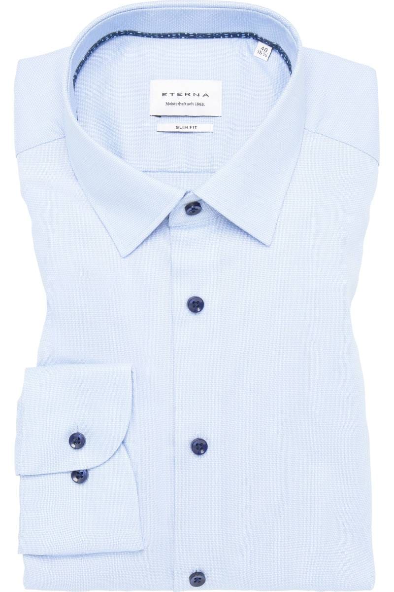 ETERNA Slim Fit Hemd mittelblau, Strukturiert