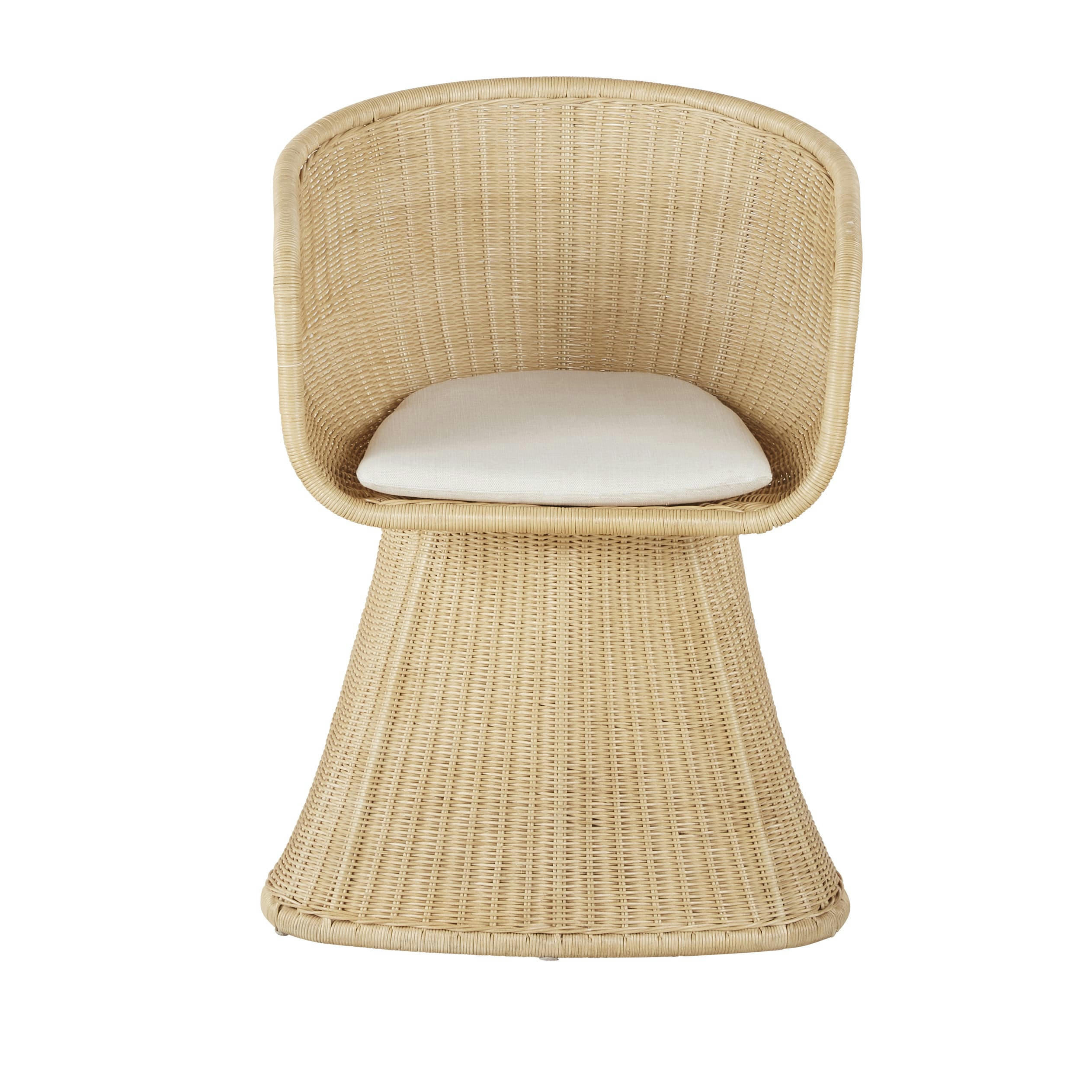 Guava - Fauteuil de table en rotin et coton ivoire