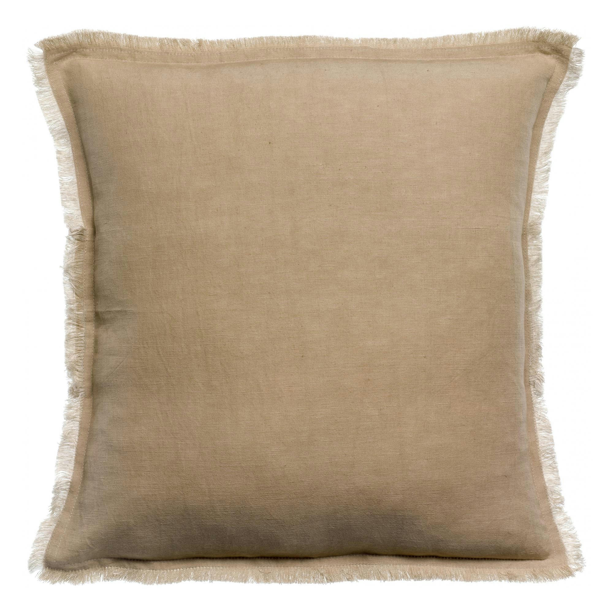 LALY - Coussin uni  en lin galet 45 x 45