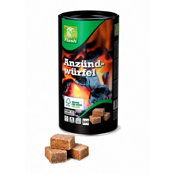 Anzünder, Holzfaserzünder 100 Würfel im Zylinder