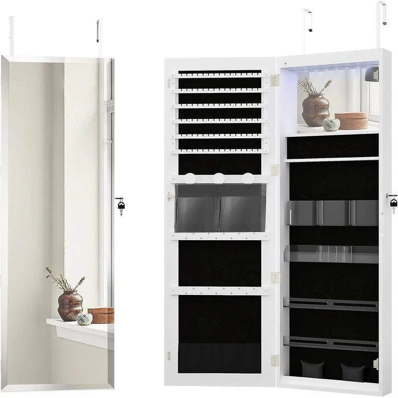 8 LEDs Jewelry Cabinet Armoire - 14.4D x 42.5W x 3.9H