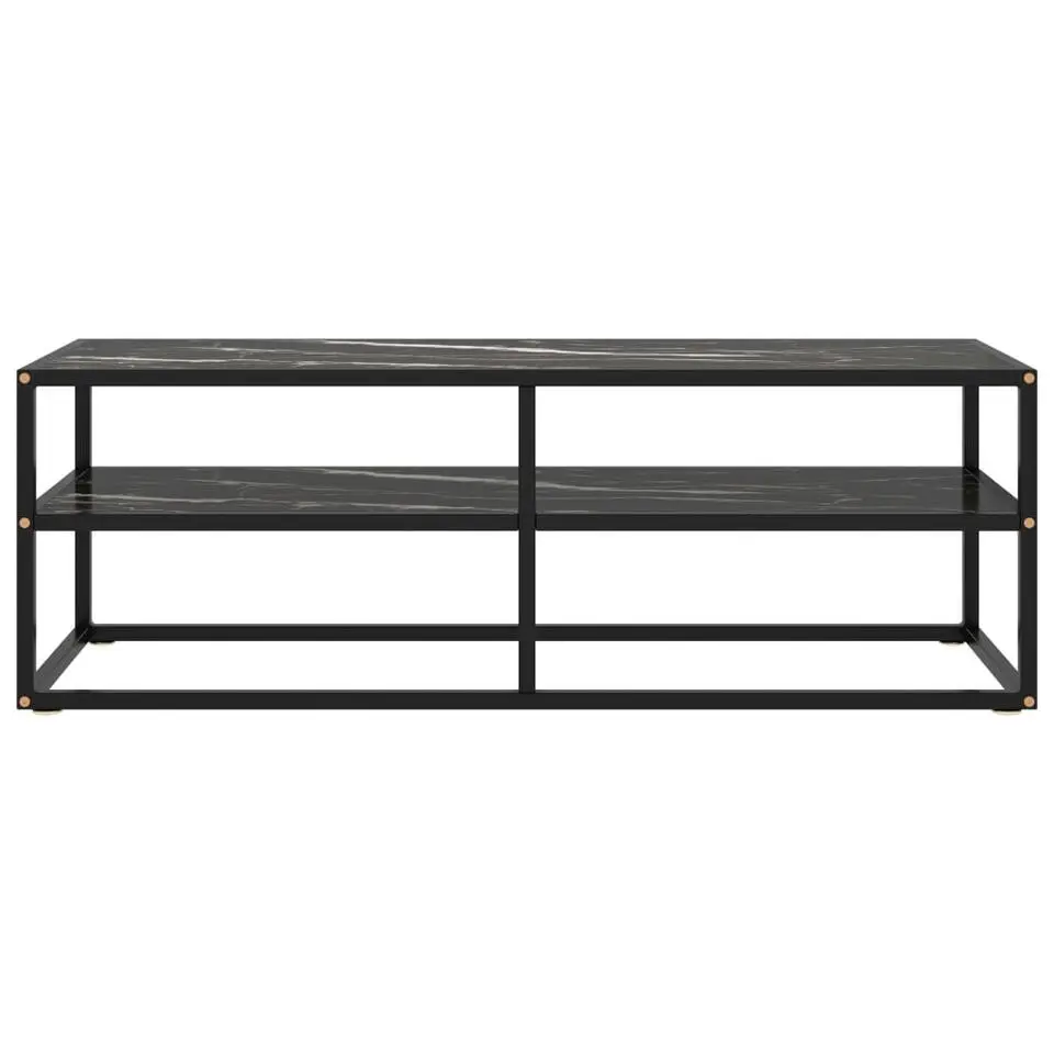 vidaXL - Tv-meubel met zwart marmerglas - Zwart - Glas - 120 x 40 x 40 cm