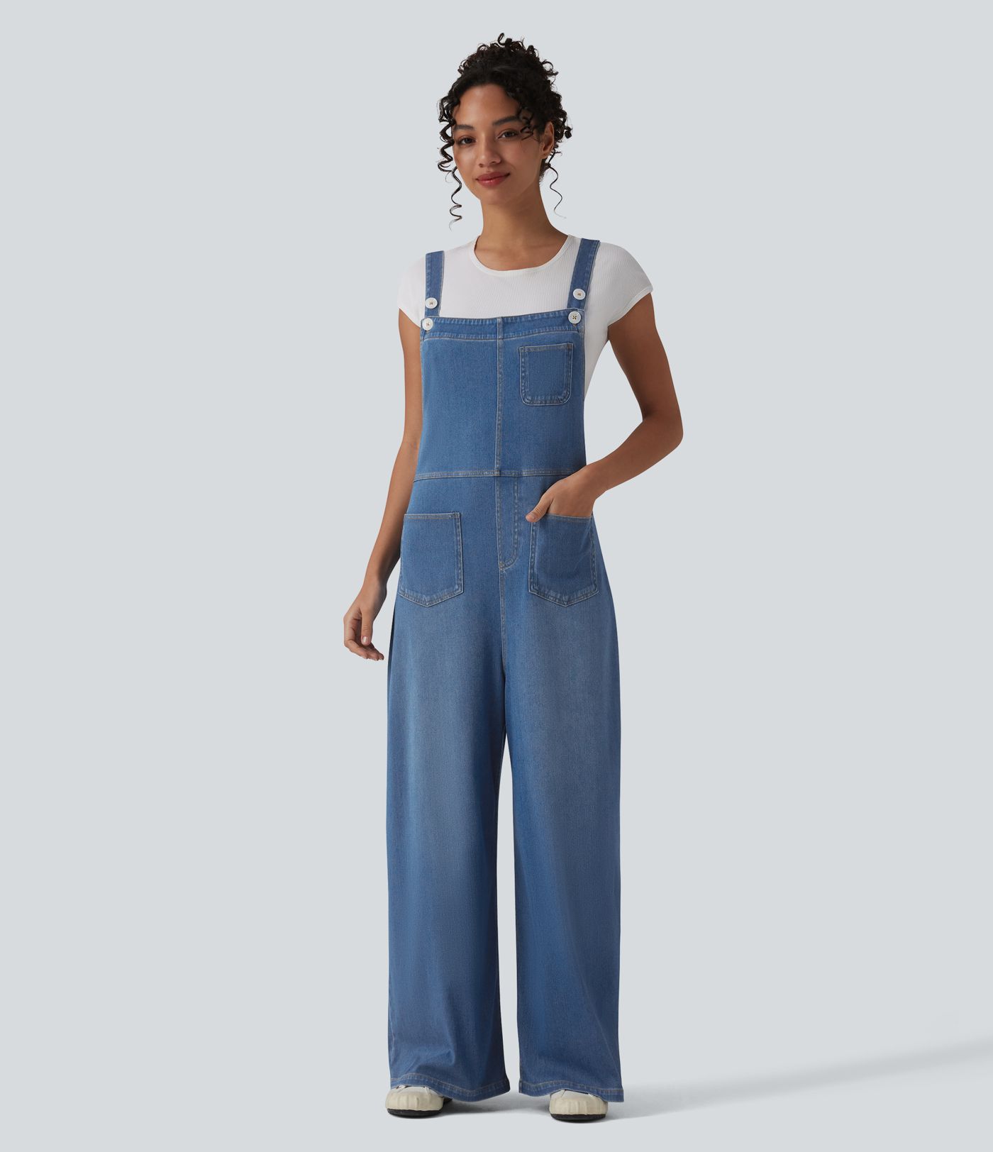 Halara Flex™ Salopette casual ample en lyocell drapé lavé bretelles réglables avec poches