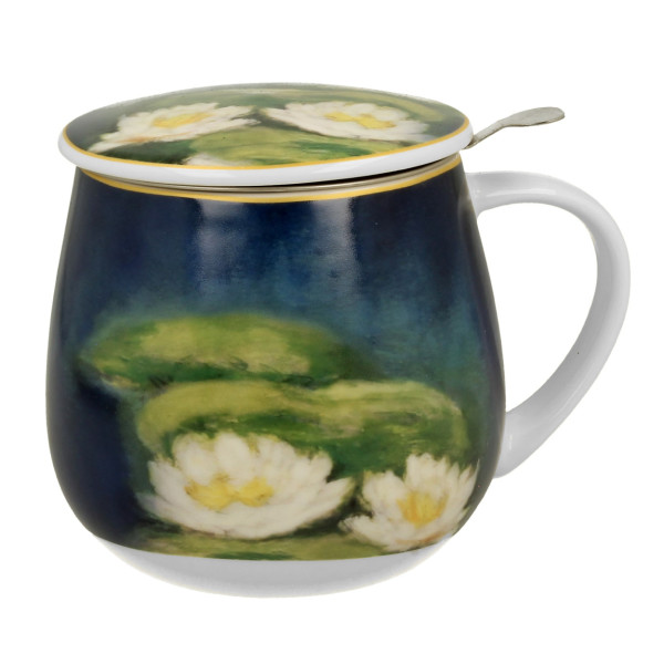 Kubek porcelanowy z zaparzaczem Monet Nenufary 430 ml Klasyczny